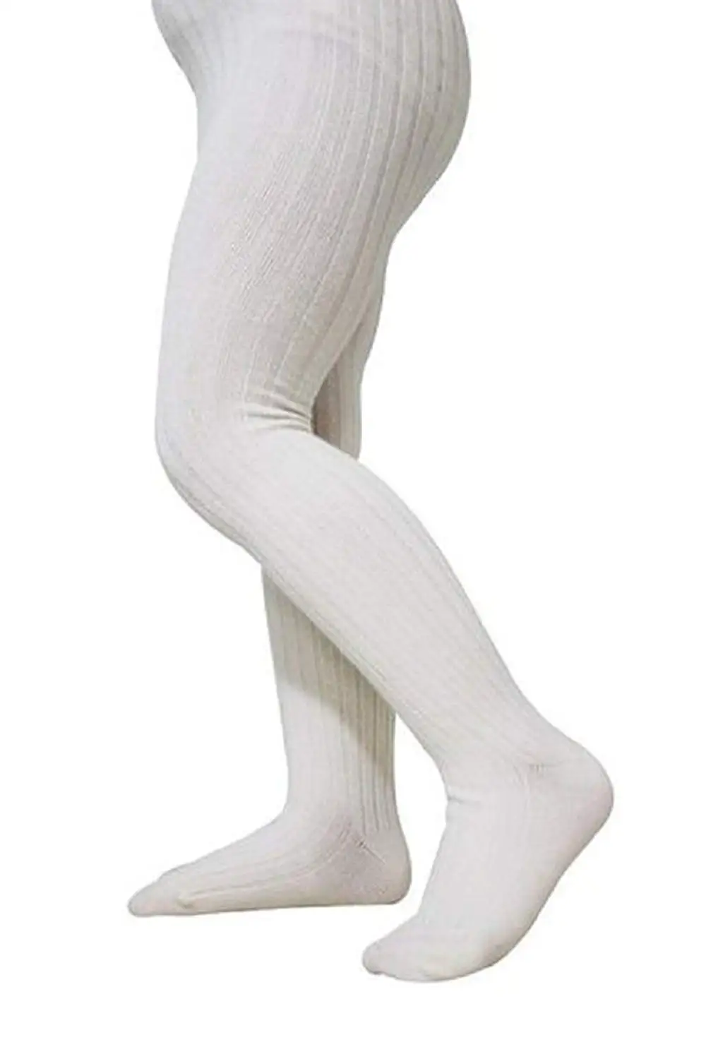 Set of 2 Wrapables Thick Winter Cotton Ribbed Tights for Girls