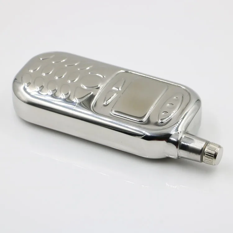 

3 OZ Stainless Steel Phone Shaped Hip Flask Mirror Polished with Funnel Classic Flagon Favorite Silver Pot, As the picture