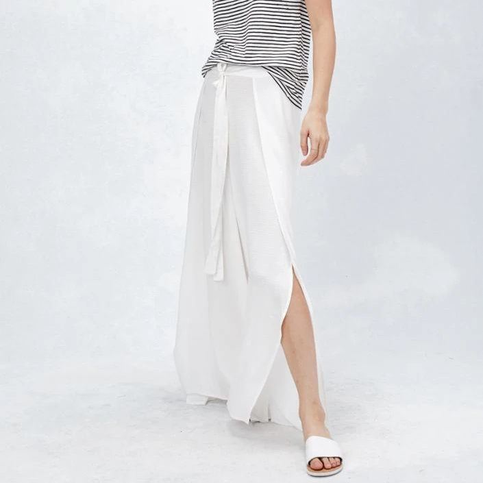 

2018 Women fashion white rayon boho pants with split