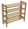 Natural Bamboo Wood Household Shelves 4-Tier Slat Utility Shoe Rack