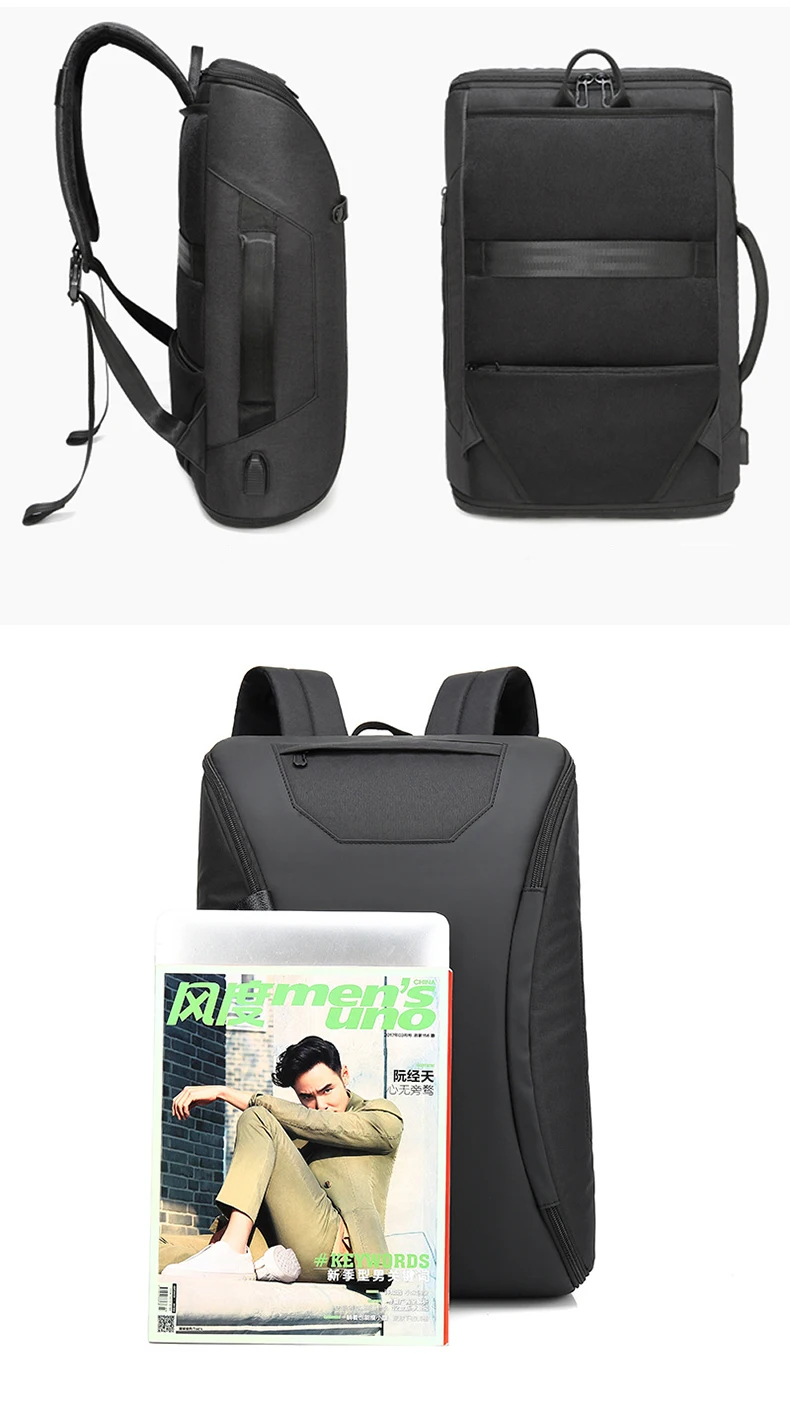 Water-resistant fashion anti thief stylish design men smart leisure USB charging laptop computer back pack bag backpack bagpack