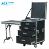 drawer flight case with DJ work table and wheels/plywood flight case with drawer
