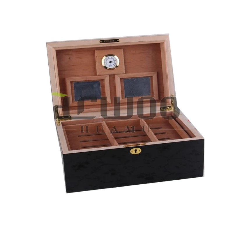 
Piano lacquer spanish cedar cigarette box cabinet style humidor case with window 
