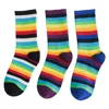 Japan pure cotton teen tube socks young girls school rainbow socks pretty striped socks