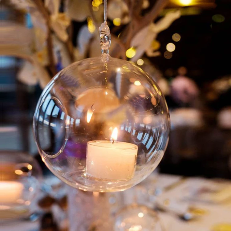 Hanging Glass Globe Tealight Candle Holder For Wedding Centerpiece