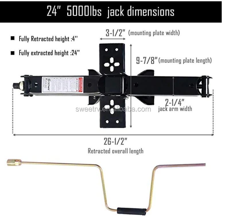 ToughGrade 5000lb 24 RV Scissor Jack for Camper Trailer 2 Pack with Crank Handle 