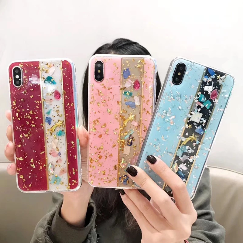 

Luxury Gold Foil Bling Marble Phone Case For iPhone XR X XS Max Soft TPU Cover For iPhone 7 8 Plus 6 6s Glitter Case Coque