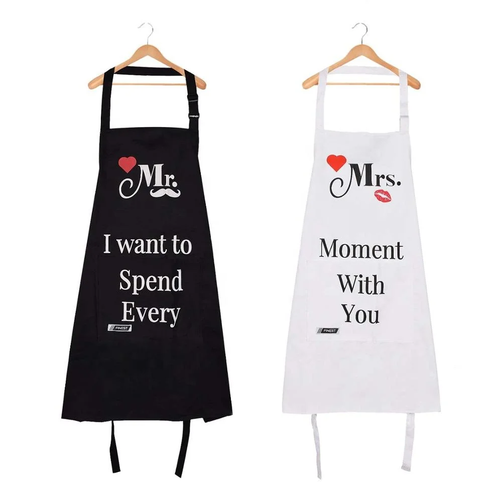 Poly Cotton Mrandmrs Apron For Husband Wife 2pack Couple Aprons For Engagement Wedding