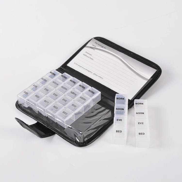 28 Compartments Notebook Pu Leather Pill Box Mmpb026 Buy Leather Pu