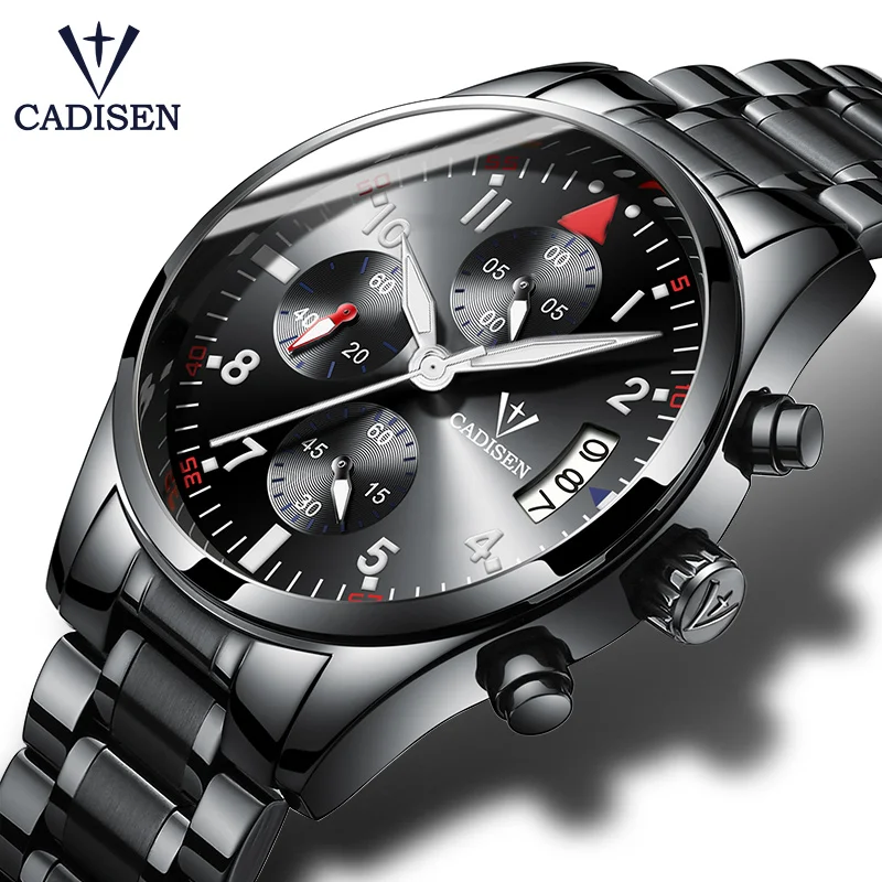 

CADISEN Watch Top Brand 2013G Mens Steel Sport Casual Waterproof Quartz Watches Military Multifunction Watches Relogio, 3 colors