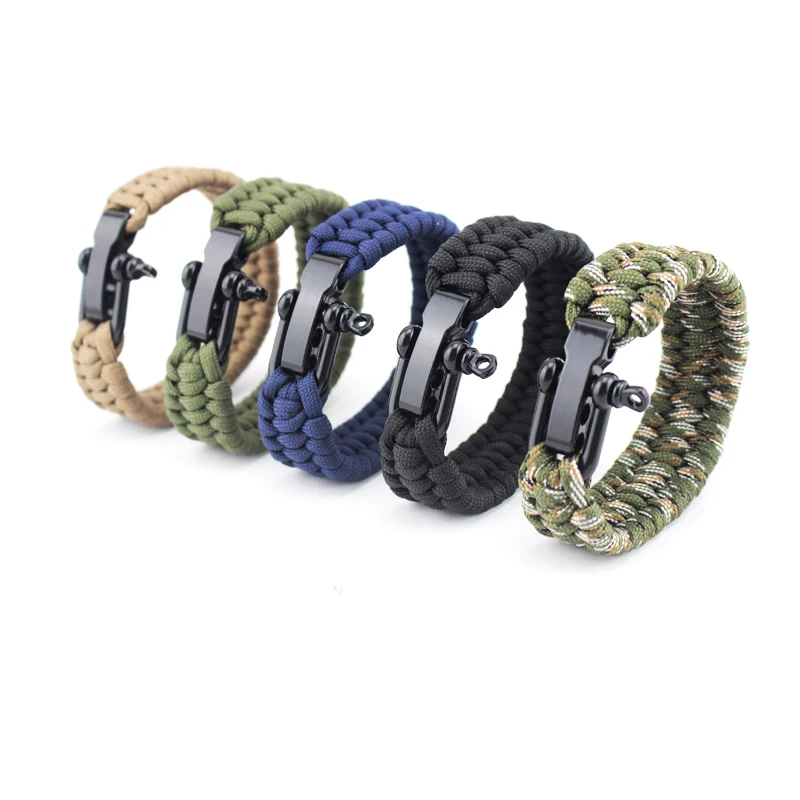 

Adjustable alloy buckle paracord bracelet with laser logo, Custom colour