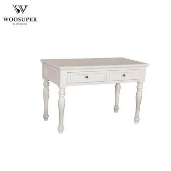 Professional Solid Wood Furniture Antique Study Desk White Writing