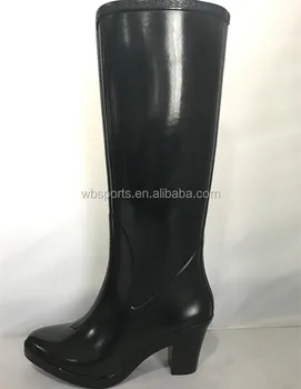 high heeled rubber boots
