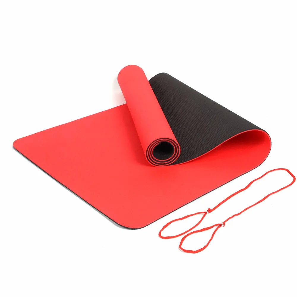 

customized logo fitness anti-slip 6mm double layer TPE yoga mat new eco friendly foldable yoga mat