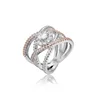DY Wish hot new rose gold-plated color separation ring, creative cross cubic zirconia engagement ring