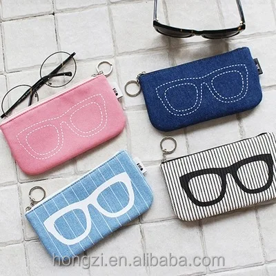 

With the buckle Cute series portable zipper woven felt bag for glasses Ultralight printed sun glasses cases