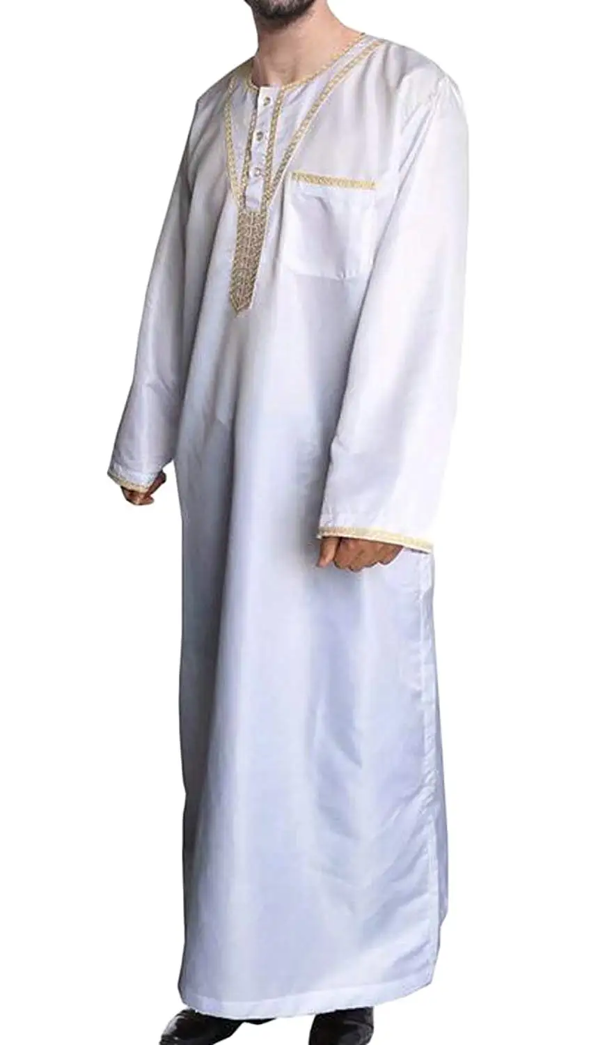 Spirio Mens Saudi Arab Short Sleeve Thobe Islamic Muslim Dubai Robe