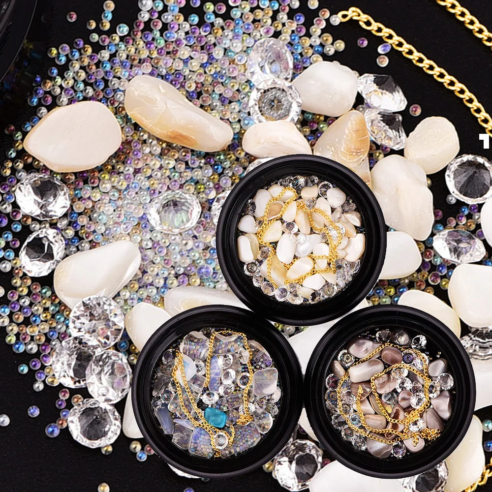 

Beauty Box 1 Set Dazzling Round Caviar Nail Glitter Sequins Crystal Stone Shell Powder Chain Mixed Shiny Non-toxic Nail Art 3d, Multicolor optional nail supplies