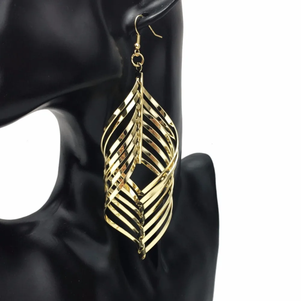 

HANSIDON Indian Metal Geometry Dangle Earrings Women Fashion Golden Silver Color Statement Earrings Jewelry Gift, Silver, gold