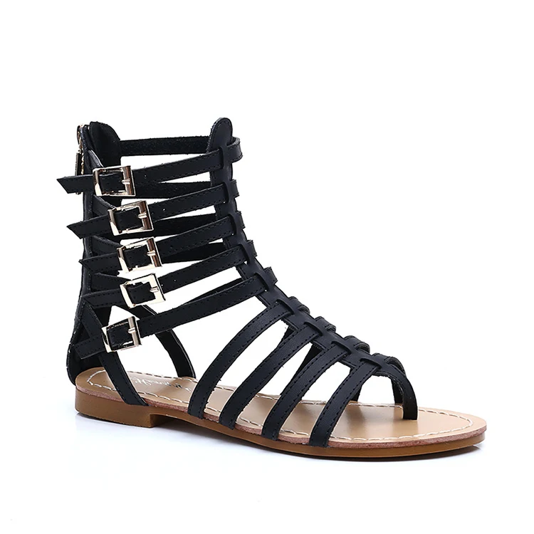 

2019 hot sale women ladies roman flat gladiator sandals, Black, brown