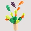 Colorful wooden cactus cute balancing educational toys disassembly assembly building block cactus toy plants tree toy set home d