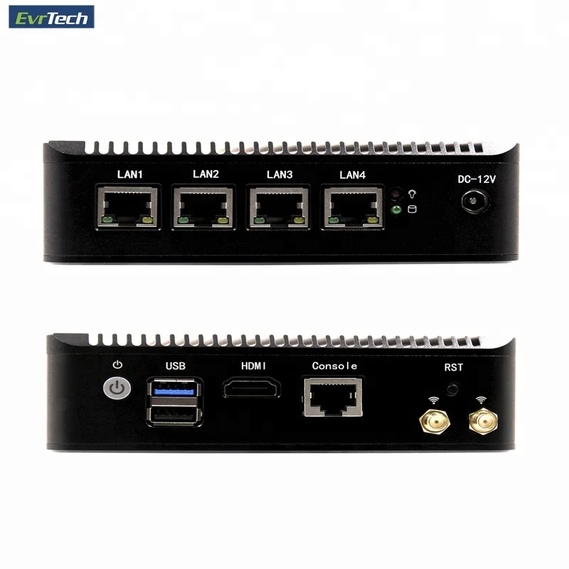 

EvrTech 4 Lan Mini PC Server J1900 Pfsense firewall Network Server with linux OS, Black or customize