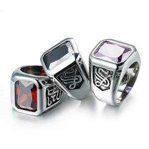 Hot Sale Wholesale Price Korea Style Vintage Geometric Zircon Stainless steel Ring