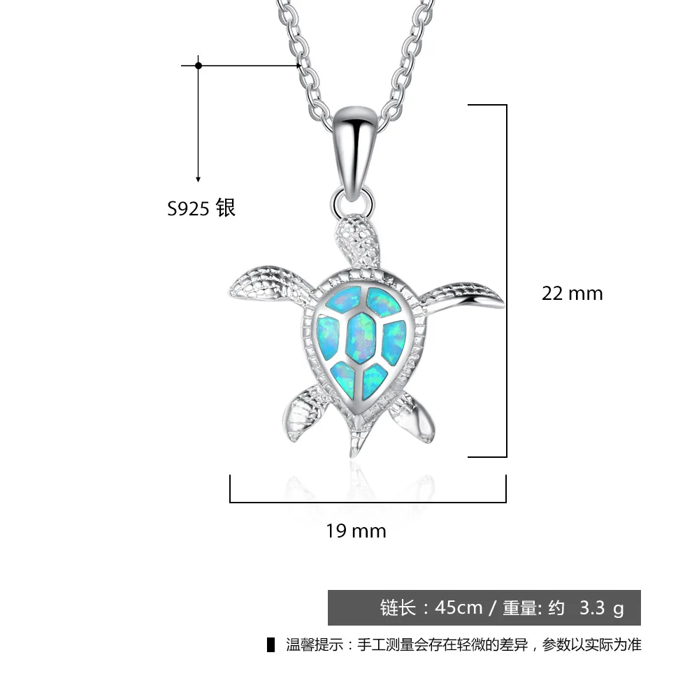

925 sterling silver jewelry for women blue fire opal ocean turtle pendant necklace