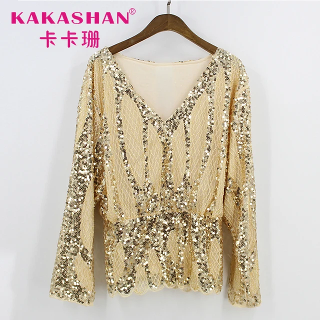 womens long sleeve sparkly tops