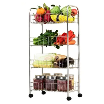 Supermarket Vegetable Fruit Display Trolley - Buy Heavy Duty 4 Tier ...