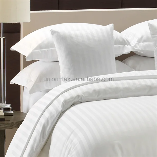 Tc300 100 Cotton White Satin Stripe Hotel Duvet Cover Set