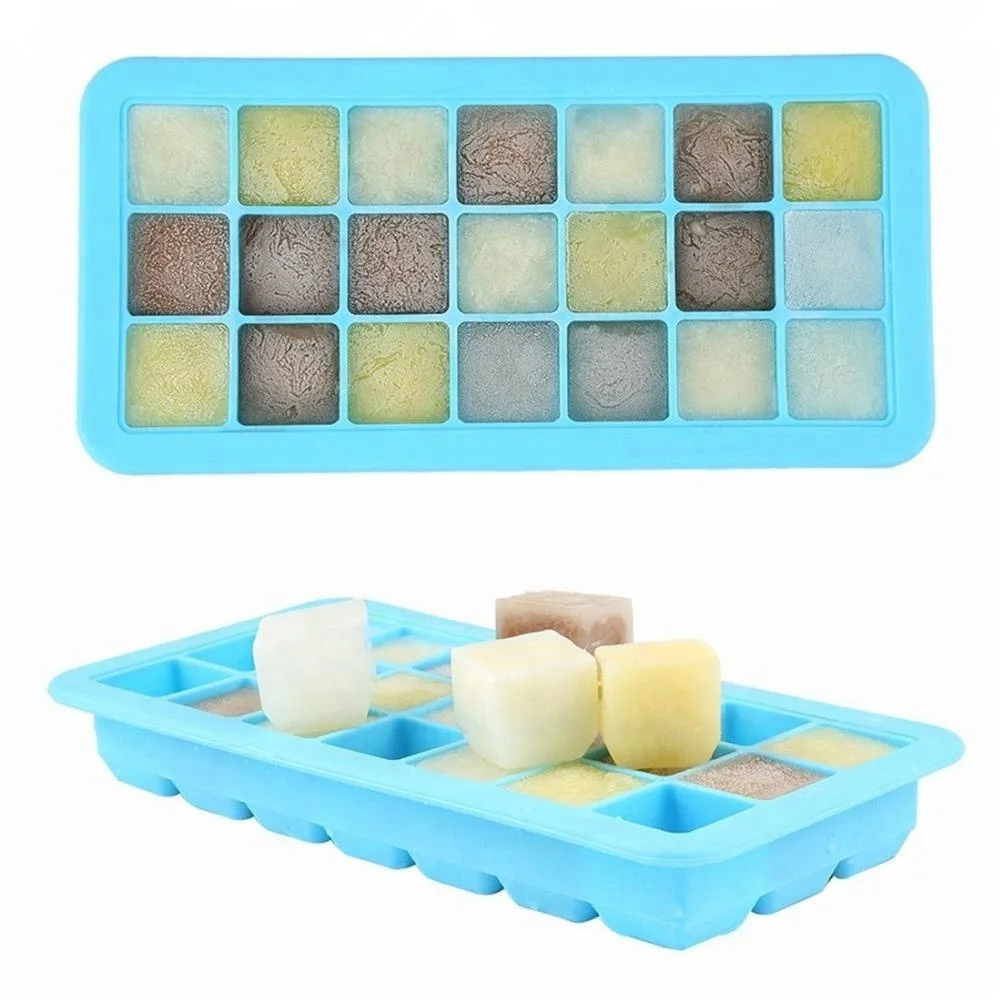 

Custom Freezer Tray with Lid Silicone Baby Food Storage Ice Cube Tray with lid, Any color available