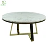 Black/gold frame coffee end table with white marble top