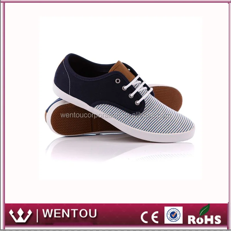 Wholesaler Embroidery Monogram Carbon Blue Seersucker Canvas Shoes