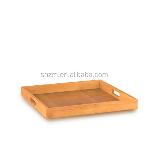 square wooden tray with handles