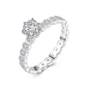CZCITY 100% 925 Sterling Silver Classic Six-prong Wedding Rings for Women Sparkling 5.7mm Cubic Zircon Rings Silver 925 Jewelry