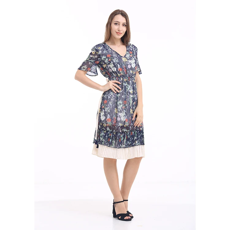 

YILEYA factory designs summer casual dresses floral ,latest simple dress designs