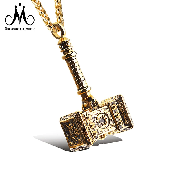 

Guangzhou Nuevoenergia Jewelry 316L Stainless Steel Charm Thor Hammer Gold Pendant