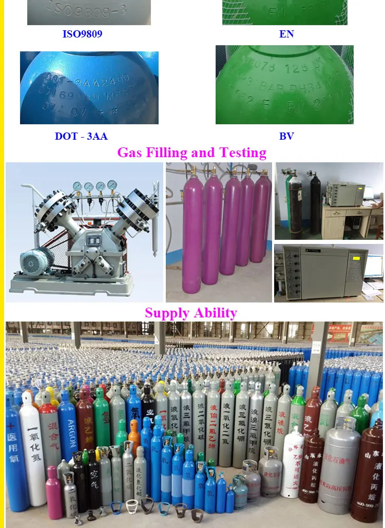 Low Price 40l 150bar Methane Gas Cylinders 99.999 Purity Ch4 Methane