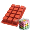 15 cavities magic square cube shape 4*4*4cm silicone small cake mold soap moulding tools ice cube tray for DIY bakery