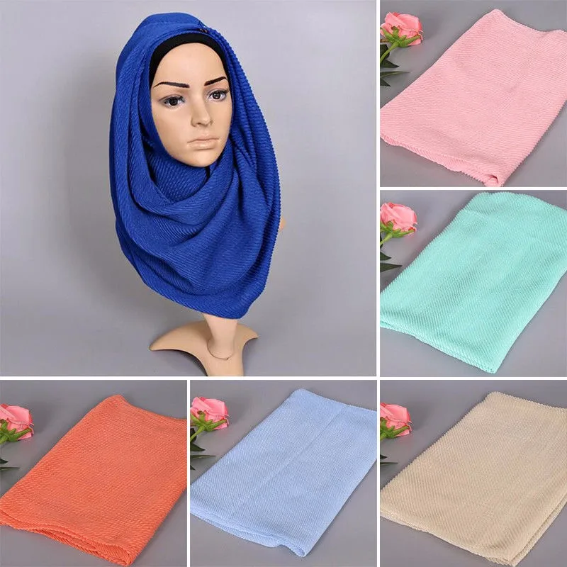 Muslim Cotton Crinkle Long Scarf Plain Hijab Islamic Shawls Arab Shayla Headwear 23 Colors Buy