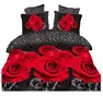 110gsm printed microfiber red rose 3d bedsheet sets