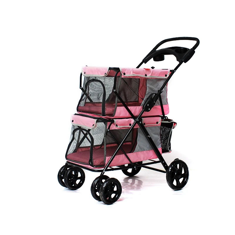 

4 wheels foldable pet stroller double dog pet stroller stylish and durable pet strollers, Customized