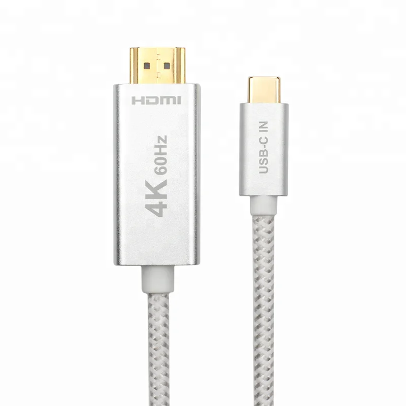 

High Quality 2m Long Braided 4K USB-C USB 3.1 Type C to HDMI Cable, Silver