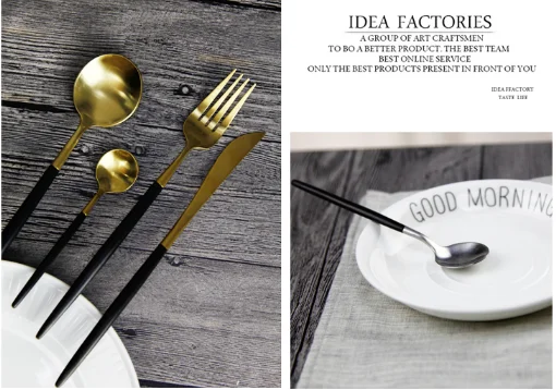 Wedding flatware set gold cutlery 4pcs set stainless steel