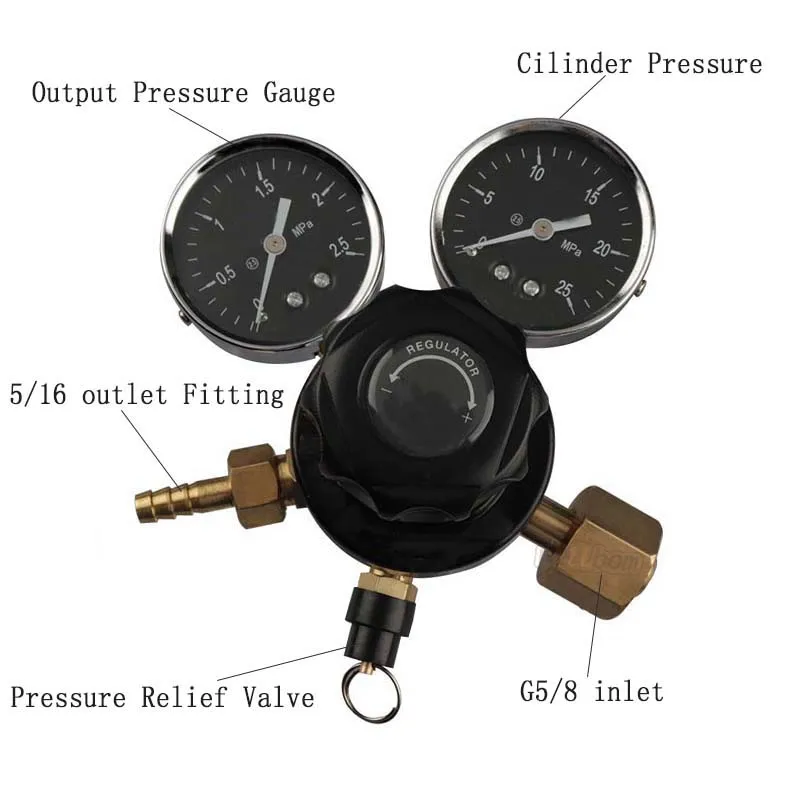 Dual Gauge Gas Regulator G 5/8 Nitrogen Gas Pressure Regulator With 5/