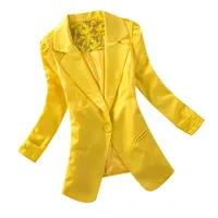 

Women Blazers Lace Long Sleeve Jackets Single Button Coat Slim Office Lady Jacket Female Tops Blazer Feminino Y10641