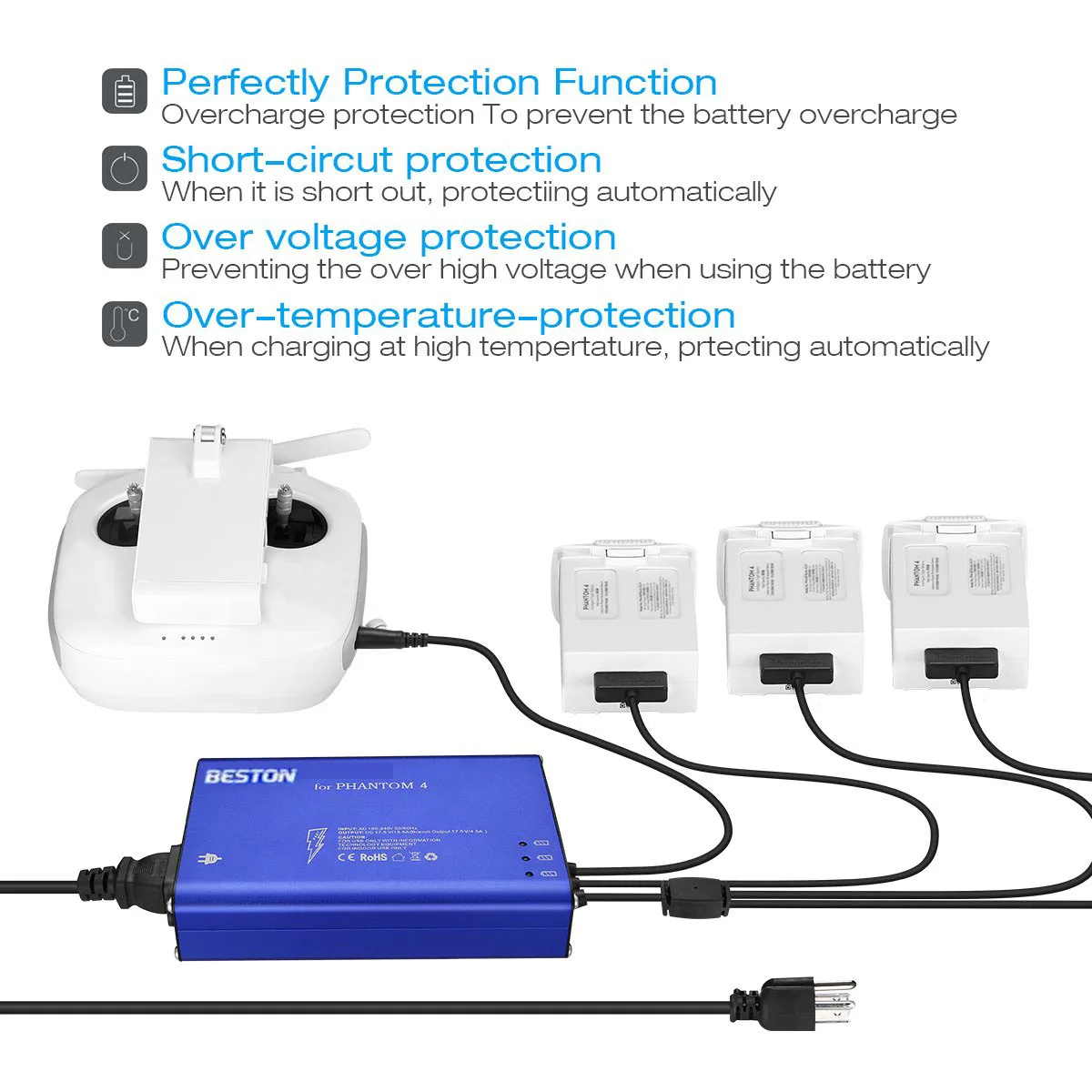 Beston 4 In 1 Rapid Parallel Battery Charger Smart Multi Battery