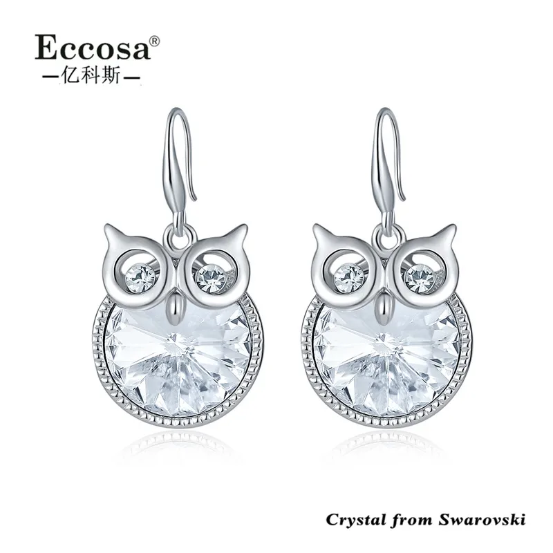 

Vivid Owl Earrings Cute Animal Stud Earrings With White Crystal From Swarovski, N/a