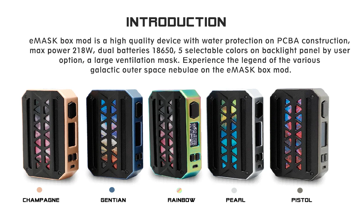 2018 trending products china distribute vape box Mods Vzone emask 218w mod powered by dual 18650 Battery  e cig supplier